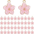 40 Pcs Gold Plated Enamel Cherry Blossoms Decor Small Flower Enamel Charms Cute by Unknown