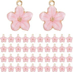 40 Pcs Gold Plated Enamel Cherry Blossoms Decor Small Flower Enamel Charms Cute by Unknown