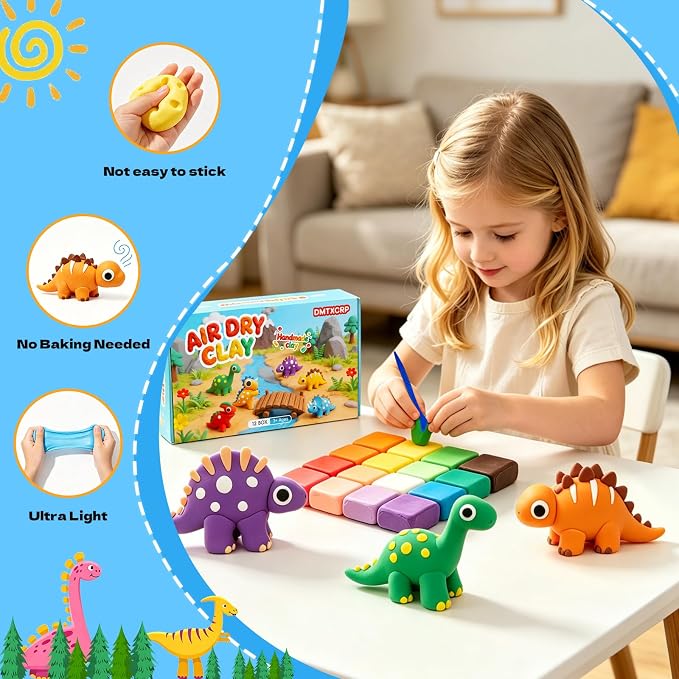 Air Dry Clay Dinosaur Kit for Kids, 12 Dino Skeleton Craft Set | 12 individual - Image 6