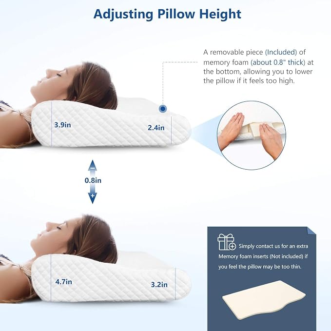 ZAMAT Memory Foam Pillow for Neck Pain Relief, Adjustable Orthopedic Ergonomic - Image 5