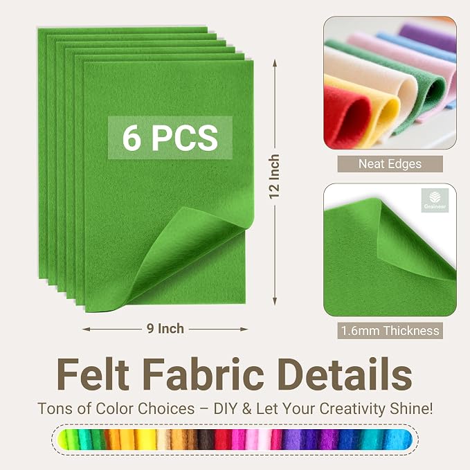 Emerald Green Soft Felt Sheets for Crafts, 1.6mm Thick, Kids' Crafts, DIY - Image 2