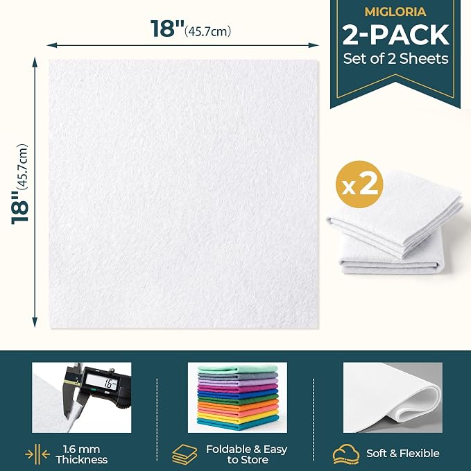 Felt Fabric Sheet 18 x 18 Inch, 1.6mm Thick | Soft and Flexible Nonwoven - Image 2