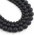 48pcs Natural Matte Black Onyx Gemstone Beads，8mm Frosted Round Loose Stone by Yochus