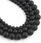 48pcs Natural Matte Black Onyx Gemstone Beads，8mm Frosted Round Loose Stone by Yochus
