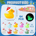 Augshy 64Pcs Christmas Resin Duck Charm, Luminous Glitter Mini Duck Pendant | - Image 2