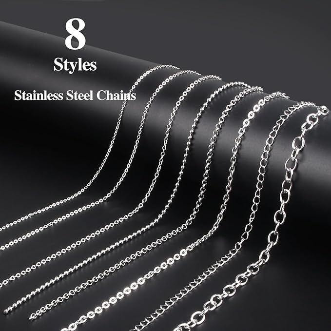 Ecoofor Necklace Chains for Jewelry Making, 62.3 Feet 8 Rolls 304 Stainless - Image 2