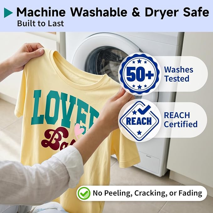 TECKWRAP Heat Transfer Vinyl for T-Shirts, 50+ Washes, REACH Certified & Dryer - Image 3