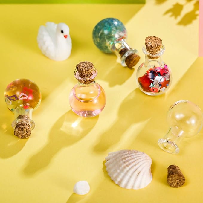 Gejoy 30 Pieces 0.9 x 0.6 Inches Mini Glass Bottles Clear Drifting Small - Image 5