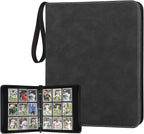 GERMUN 3 Ring 9 Pocket Zipper Card Binder, 720 Double Sided Standard PU Trading by GERMUN