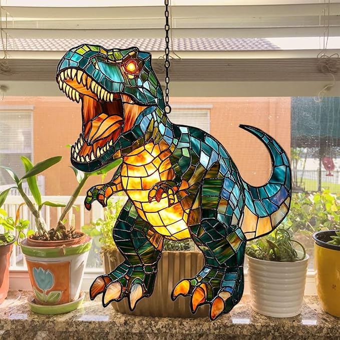 Fierce T-rex Acrylic Suncatcher Stained Glass Effect Window Car Hanging - Image 4