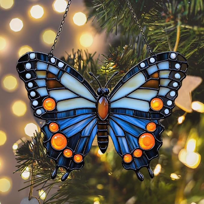 Night Monarch Butterfly Acrylic Suncatcher Stained Glass Effect Window Car - Image 6