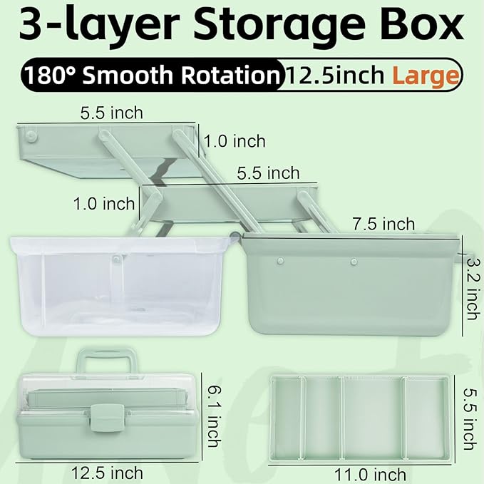 TERGOO 12.5in 3-Layer Multipurpose Craft Organizers and Storage - Image 2