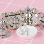 24 Pieces 1:12 Miniature Tea Set Metal Mini Teapot Tiny Tea Cup Mini Doll - Image 5
