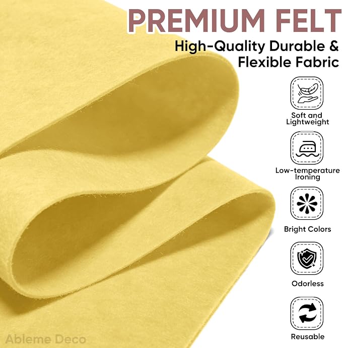 Soft Felt Fabric Sheet 18" x 36", 1.6mm Acrylic Craft Felt, Maize Yellow | Soft - Image 2