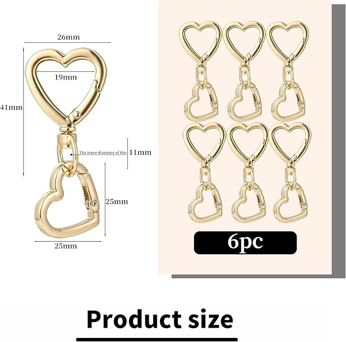 12 Pcs Heart Swivel Spring Clasps，Metal Spring Key Chain Hook Clasps，Clip - Image 3