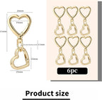 12 Pcs Heart Swivel Spring Clasps，Metal Spring Key Chain Hook Clasps，Clip - Image 3