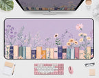 Purple Book Desk Pad Mat XXL, Lavender Flower Large Mousepad, Game Desk Mat by Unknown