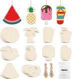 Subacy 80 PCS Unfinished Wood Cutouts 10 Styles DIY Wooden Summer Ornaments by GRADUATIONDECORATIONS