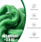 3.4oz Felting Wool Jolly Green, Needle Felting Wool, Wool Roving - Image 2