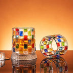 Colorful Rotating Whiskey Glasses Set of 2, 9 oz Rocks Glasses - Image 6