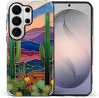 for Samsung Galaxy S26 Ultra Case, Stained Glass Cactus Pattern Glossy 2 in 1 - Image 2