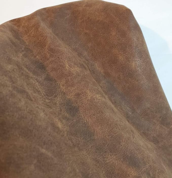 NAT Leathers | Brown Distressed Soft Faux Vegan Leather PU | 1 Yard Cut by the - Image 5