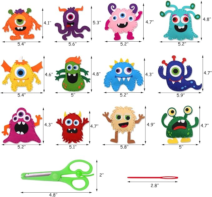 CiyvoLyeen Kids Sewing Kit Crafts– Little Monsters Felt Plush DIY Craft Adopt A - Image 7