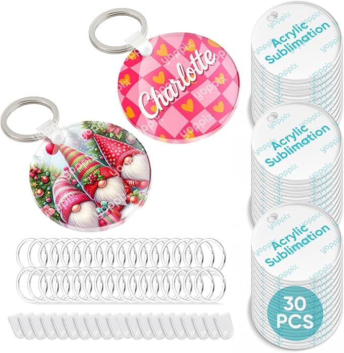 YOPPIX 90 Pcs Sublimation Acrylic Keychain Blank kit, by yoppix