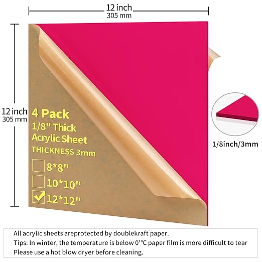 1/8 Thick 12 x 12 inch Acrylic Sheets - Image 4
