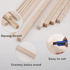 150 Pieces Balsa Wood Sticks Hardwood Square Wooden Craft Dowel Rods Unfinished - Image 4
