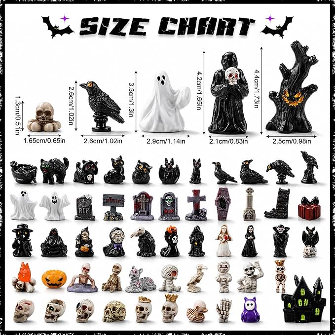 DIYDEC 60pcs Halloween Resin Miniatures Mini Resin Ghost Skull Figures to Hide - Image 3