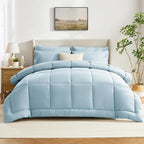 CozyLux Queen Comforter Set Light Blue, 7 Pieces Bed in a Bag, All Season - Image 9