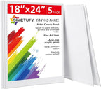 Simetufy 18 x 24 inch 5 Pcs Large Canvas Panels, Flat Painting Boards | Gesso by Simetufy
