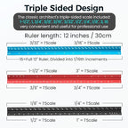 Rena Chris Architectural Scale Ruler: 12" Imperial Aluminum Alloy Metal - Image 3