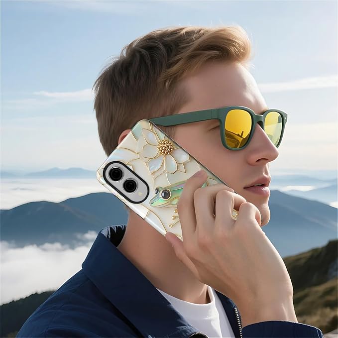 for Samsung Galaxy S25 Edge Case, Stained Glass Frog Flowers Pattern Glossy 2 - Image 7