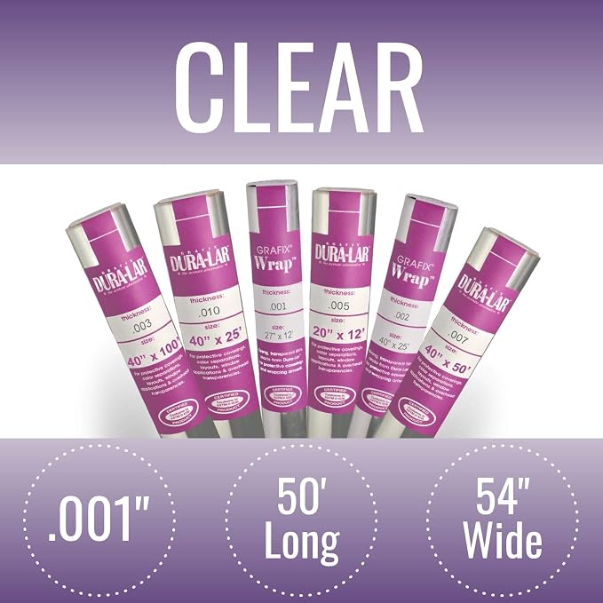 Grafix Dura-Lar 0.001" Film, Ultra Clear, Glossy 54" x50' Material, - Image 2