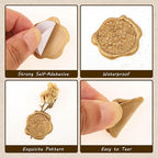 WSICSE Wax Seal Stickers, 60 Pack, Light Gold, 4 Styles | Self-Adhesive - Image 3