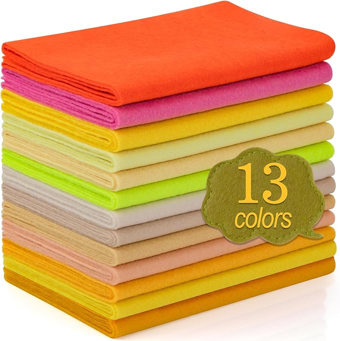 XSEINO 13 Rolls 8"x35" 1.4mm Thick Soft Felt Fabric Sheet 13 Assorted Yellow by XSEINOiscreating%EF%BC%81
