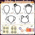Renbuzhu 36PCS Dia De Los Muertos Crafts Bulk: Sugar Skull Paper Suncatchers - Image 4