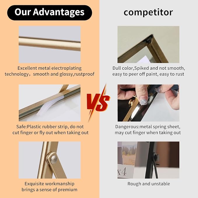 Gold Picture Frames Set of 3, Metal Geometric Photo Frame - Image 2