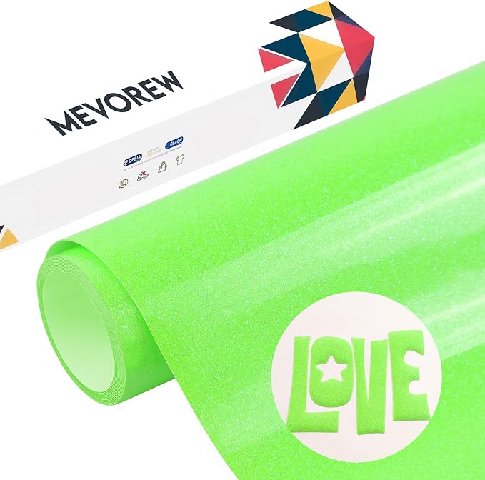 Glitter Puff Vinyl Heat Transfer, Neon Green Puff HTV Iron on Vinyl 12"x5ft | - Image 8