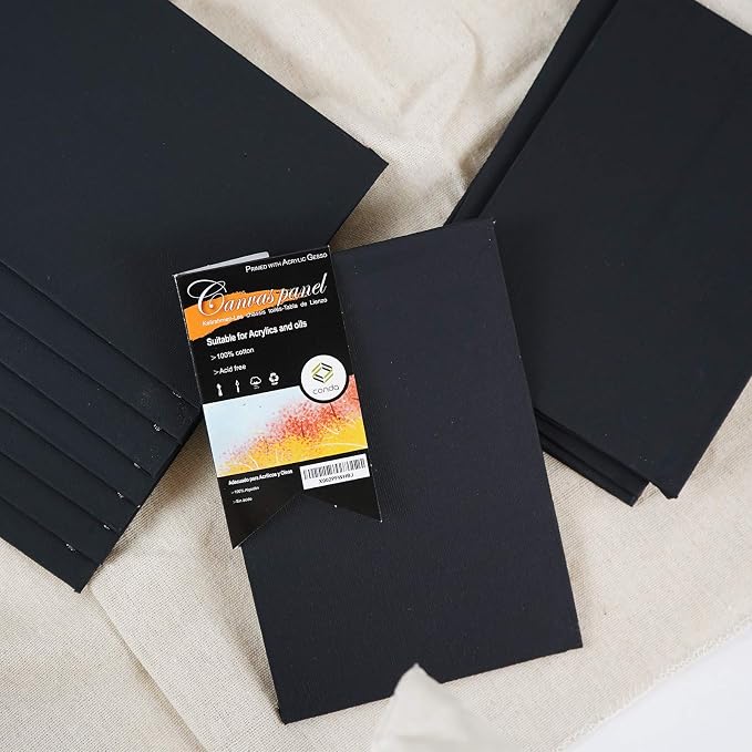 CONDA Black Canvas Panels 5x7 inch, 100% Cotton Acid-Free, 8 oz Gesso-Primed - Image 6