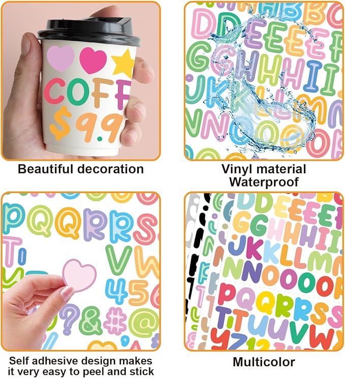 1800 Pieces 20 Sheets Small Letter Number Stickers, 1/2inch Colorful - Image 4