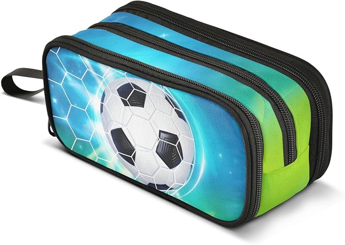 Soccer Football on Field Pencil Case Box Boys Girls Large Pencil Pouch by BOENLE-WELCOMEYOURCOMING