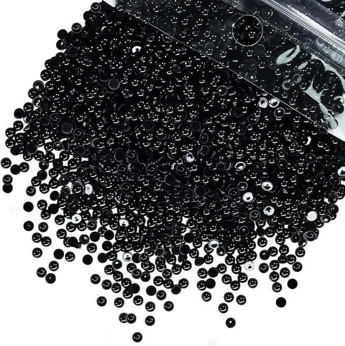 qiipii 7500PCS 2mm Small Pure Black Round Half Round Pearls by qiipii