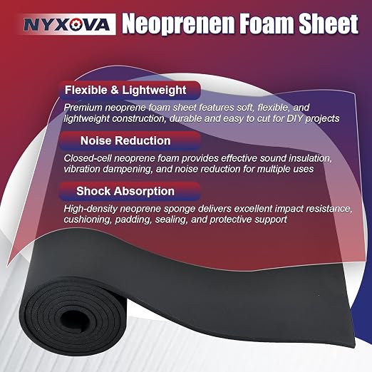 NYXOVA Neoprene Sponge Foam Sheet Roll, Closed Cell Foam Rubber Padding Without - Image 5