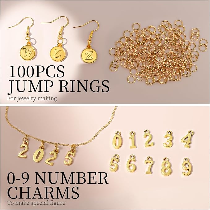 LEOBRO Letter Charms, Bracelet Necklace Charm & Jump Rings, Jewelry Making - Image 3