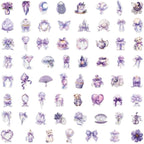 60 Pcs Clear PET Purple Coquette Aesthetic Stickers - Image 7