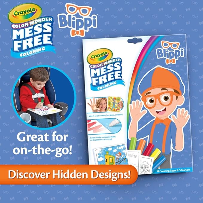 Crayola Blippi Color Wonder Coloring Set, 18 Blippi Mess Free Coloring Pages - Image 4