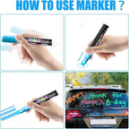 Window Chalk Markers for Cars Glass Washable, 10 Colors Jumbo Liquid Chalk - Image 7